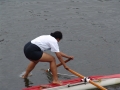 Juanita loopt over water